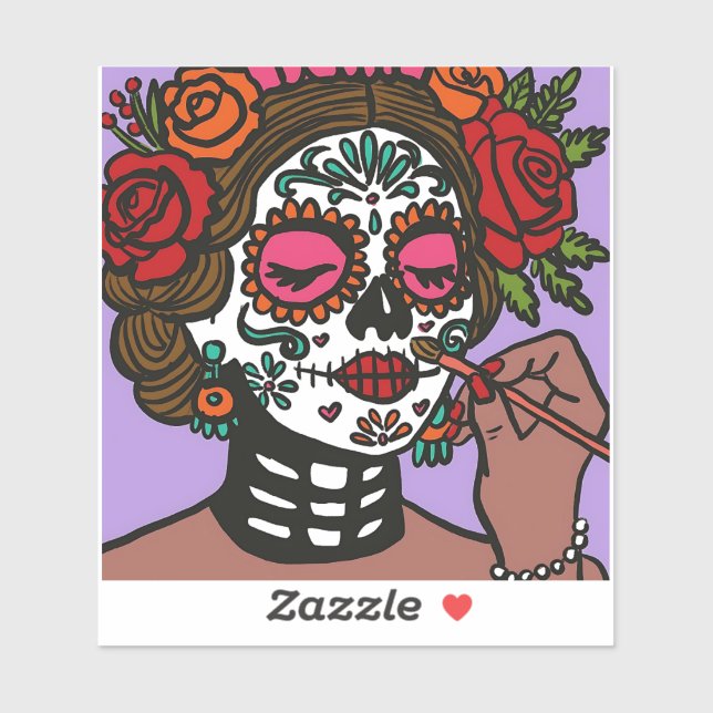 Sticker Jour de la main morte tiré Catrina (Feuille)