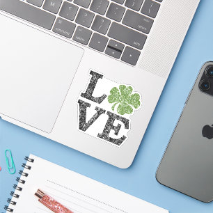 Sticker Jour de la Saint Patrick LOVE avec shamrock