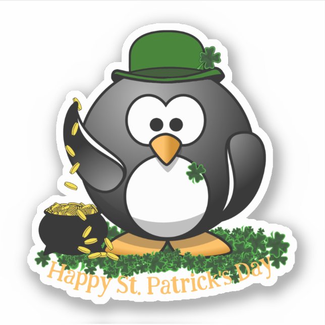 Sticker Jour de la Saint-Patrick Lucky Penguin (Devant)