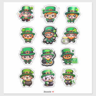 Sticker Jour de la Saint-Patrick lutin mignon Kawaii
