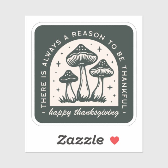 Sticker Jour de l'Action de grâce champignon forêt vert co (Feuille)