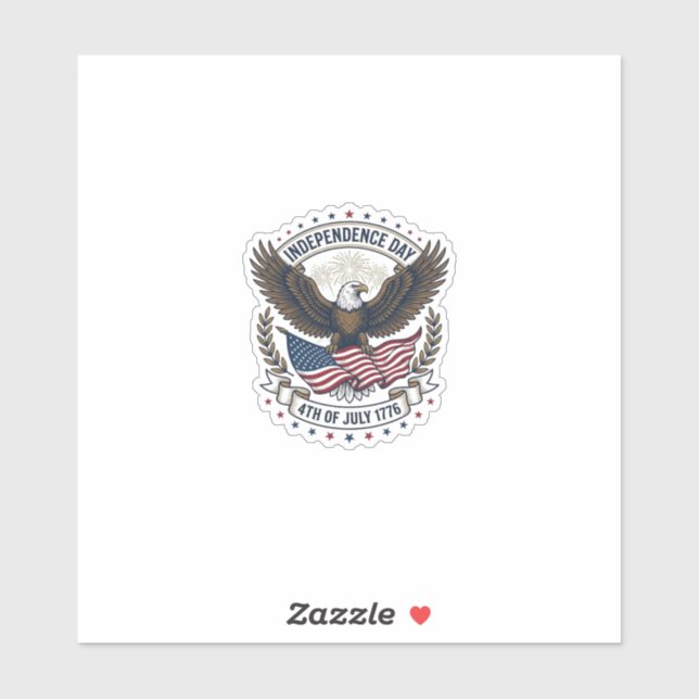 Sticker Jour de l'Indépendance Aigle Drapeau Vintage Chemi (Feuille)