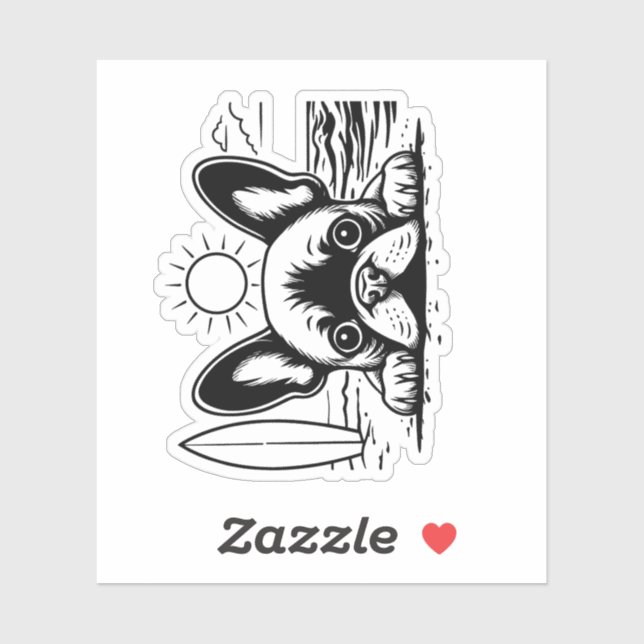 Sticker Jour de plage mignon Bouledogue Français (Feuille)