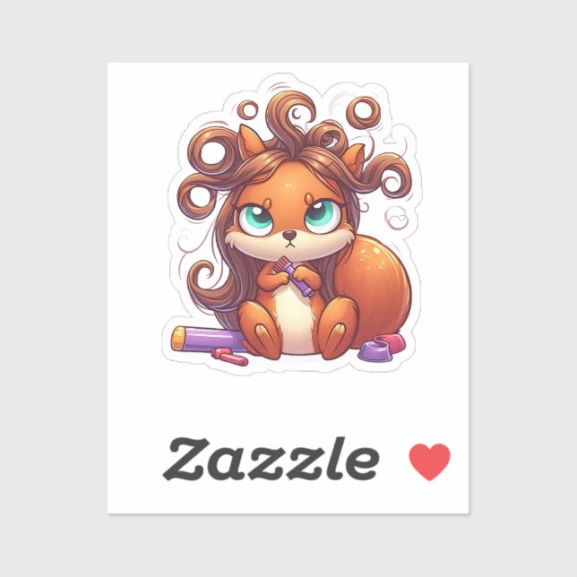 Sticker Jour des cheveux d'écureuils glamour (Feuille)