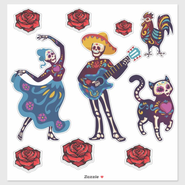 Sticker Jour des Skeletons et des Animaux morts (Feuille)