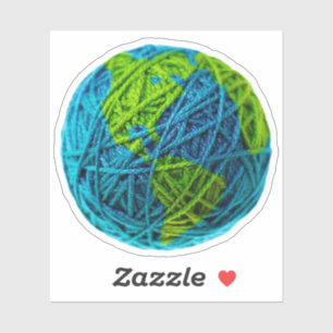 Sticker Jour des terres Global Knit Crochet Hobby Ball of
