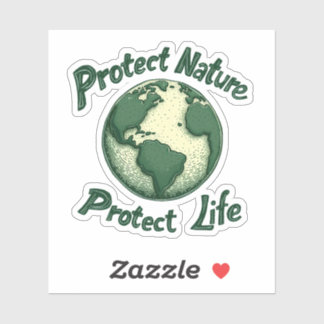 Sticker Jour des terres Rétro - Protéger la nature, protég