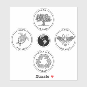 Sticker Jour des terres Sauvez la planète