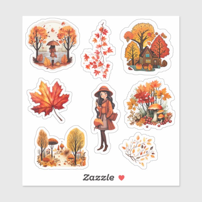 Sticker Journal Automne aquarelle scrapbook stationnaire (Feuille)