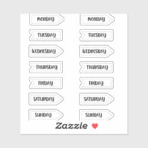 Jours de la semaine Bullet Journal Planner Blanc