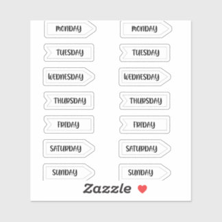 Sticker Jours de la semaine Bullet Journal Planner Blanc