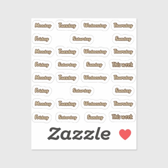 Sticker Jours de la semaine cursive (Feuille)