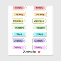 Jours de la semaine Pastel Rainbow Planner Script