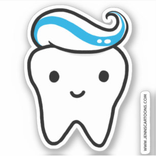 Sticker Joyeuse dent avec dentifrice Funny mignonne Dentai