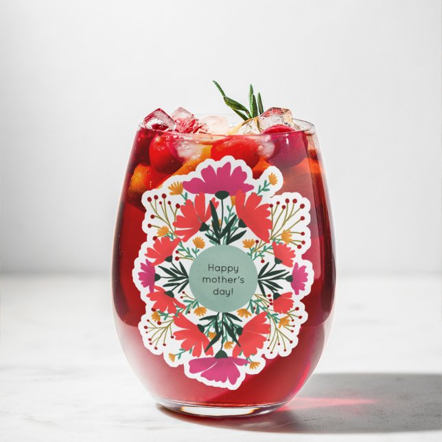 Sticker Joyeuse fête de la mère fleurie (Créateur téléchargé)