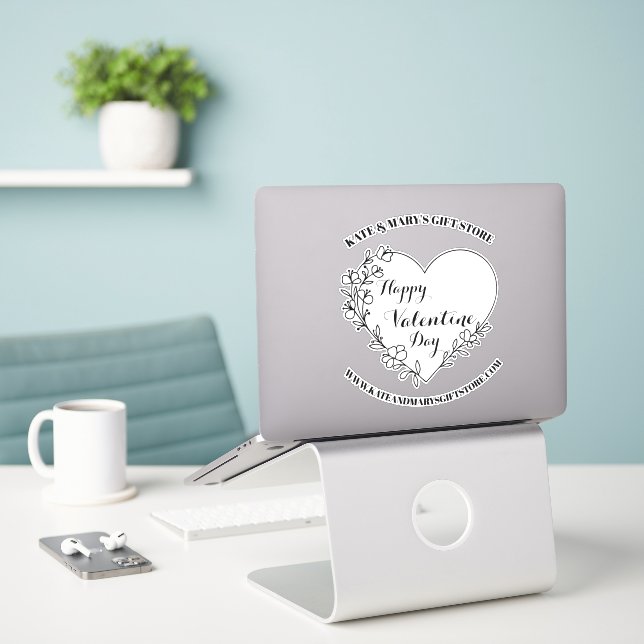 Sticker Joyeuse Fête des Amoureux Nom de l'Entreprise Site (Ordinateur portable sur le bureau)