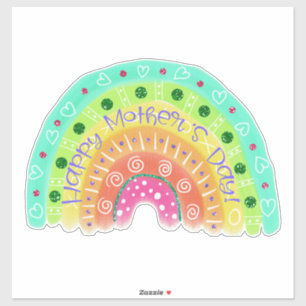 Sticker Joyeuse fête des mères Boho Arc-en-ciel