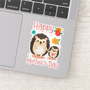 Sticker Joyeuse Fête des Mères Maman et bébé Hérisson