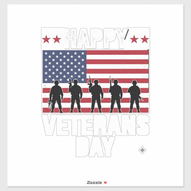 Sticker Joyeuse fête des vétérans Drapeau Silhouette Vecto (Feuille)