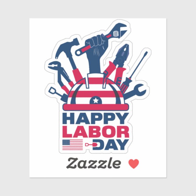 Sticker Joyeuse fête du Travail, vacances aux États-Unis (Feuille)