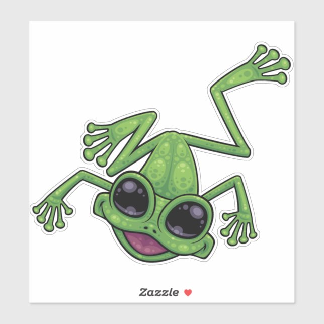 Sticker Joyeuse grenouille verte (Feuille)