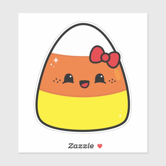 Sticker Joyeuse Kawaii Candy Corn Girl pour Halloween (Feuille)