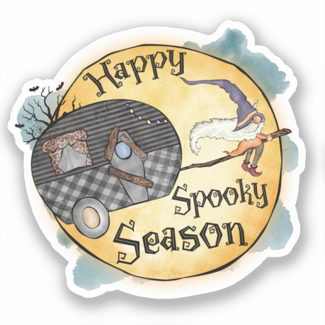 Sticker Joyeuse Saison Effrayante Sorcière Camionnette (Recto)