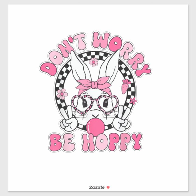 Sticker Joyeuses Pâques Lapin Groovy Visage Ne vous inquié (Feuille)