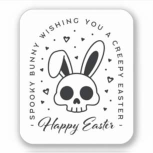 Sticker Joyeuses Pâques souhaits étranges lapin effrayant