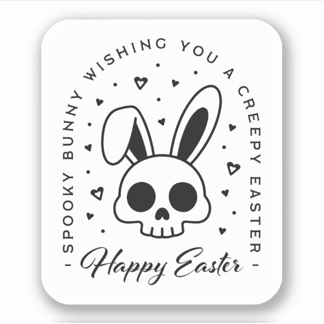 Sticker Joyeuses Pâques souhaits étranges lapin effrayant (Devant)