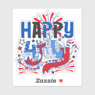 Sticker Joyeux 14 juillet Feu d'artifice USA-63261