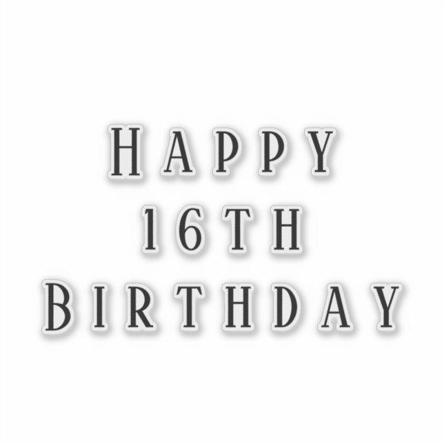 Sticker Joyeux 16e anniversaire Seize âge personnalisé sim (Devant)