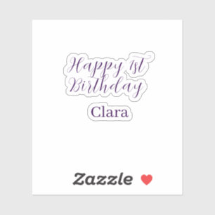Sticker Joyeux 1er anniversaire orange violet boho rétro n