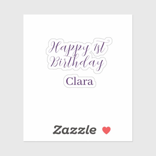 Sticker Joyeux 1er anniversaire orange violet boho rétro n (Feuille)