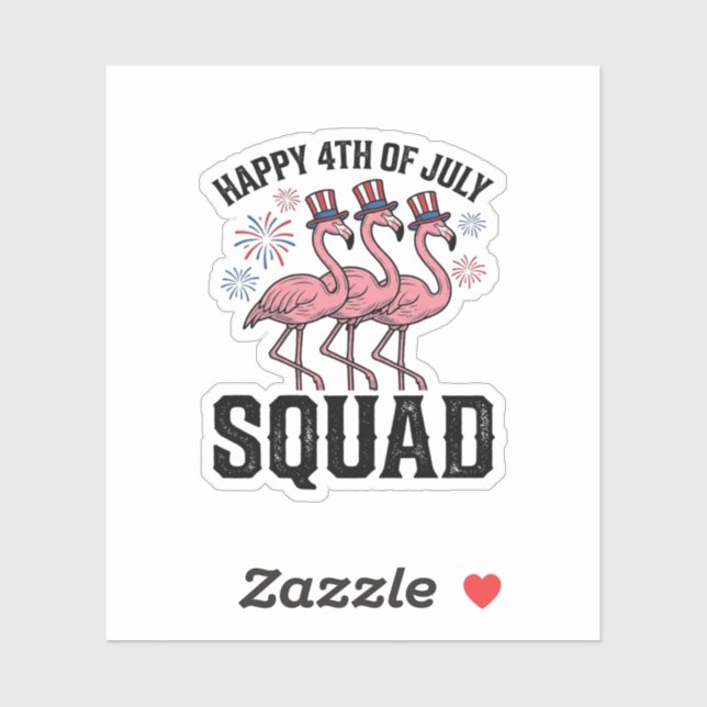 Sticker Joyeux 4 juillet Flamingo Squad Vector Design_1 (Feuille)