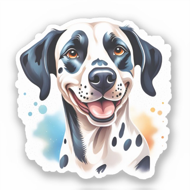 Sticker Joyeux animal de compagnie de chien dalmate (Recto)