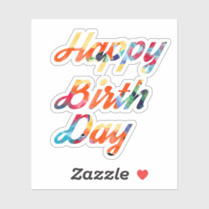 Sticker Joyeux Anniversaire Arc-en-ciel Coloré Mignon