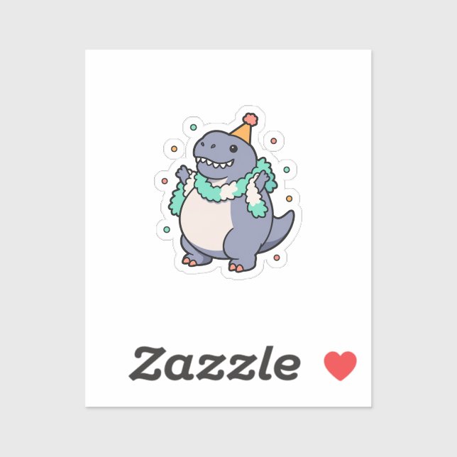Sticker Joyeux Anniversaire Dinosaure Kawaii  (Feuille)