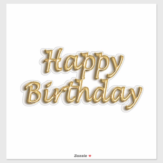 Sticker Joyeux anniversaire en or style ballon texte moder (Feuille)