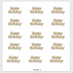 Sticker Joyeux anniversaire en or style ballon texte moder