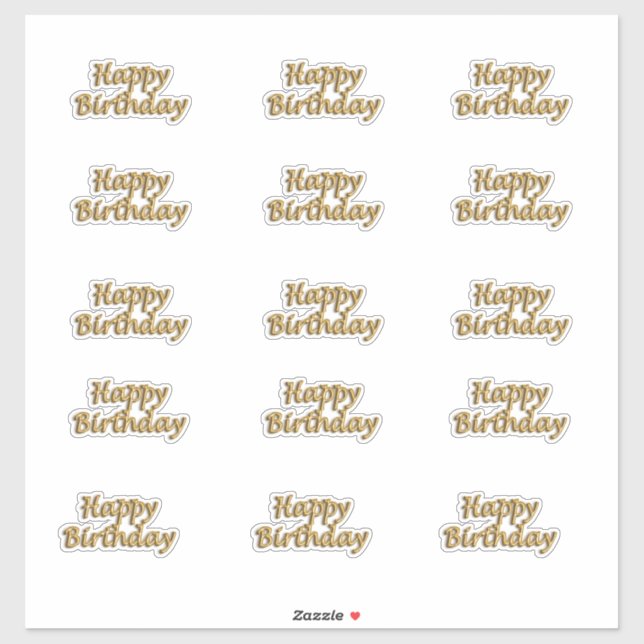 Sticker Joyeux anniversaire en or style ballon texte moder (Feuille)