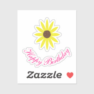 Sticker Joyeux anniversaire Floral tournesol rose jaune 20