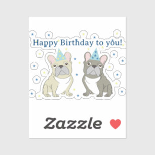 Sticker Joyeux anniversaire French, bouledogue