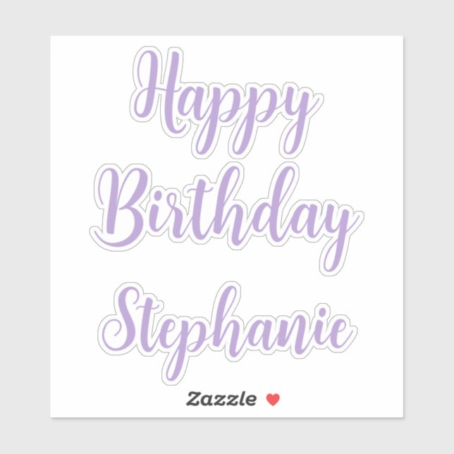 Sticker Joyeux Anniversaire Lavande Purple Nom Personnalis (Feuille)