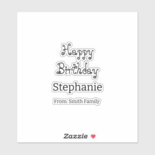 Sticker Joyeux Anniversaire Nom Typographie Moderne Simple