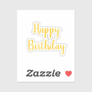 Sticker Joyeux Anniversaire Or Jaune Orange Or Personnalis
