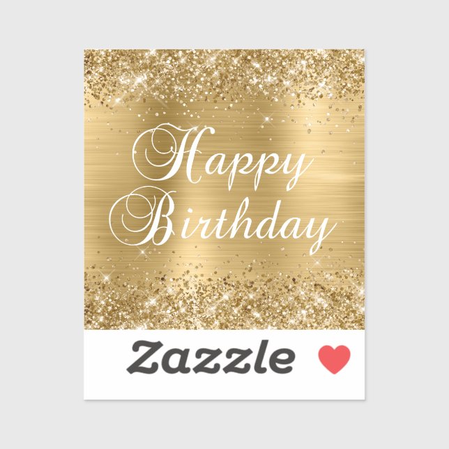 Sticker Joyeux Anniversaire Pailleté Or Feuille (Feuille)