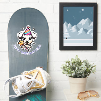 Sticker Joyeux anniversaire petite fille au chiot mignon 