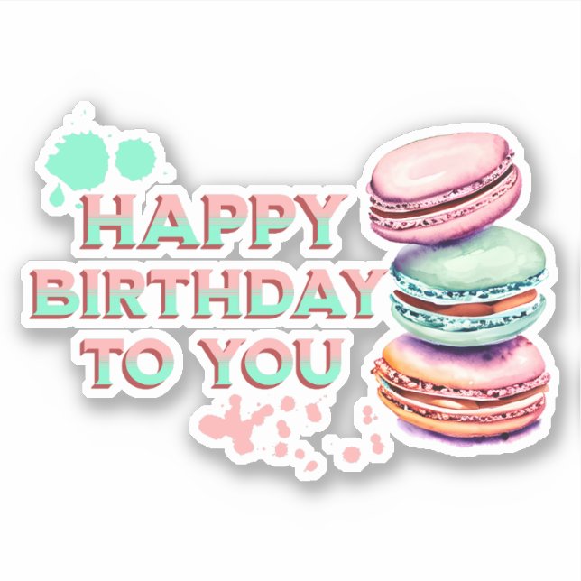 Sticker Joyeux Anniversaire Pour Vous | Macaron (Devant)