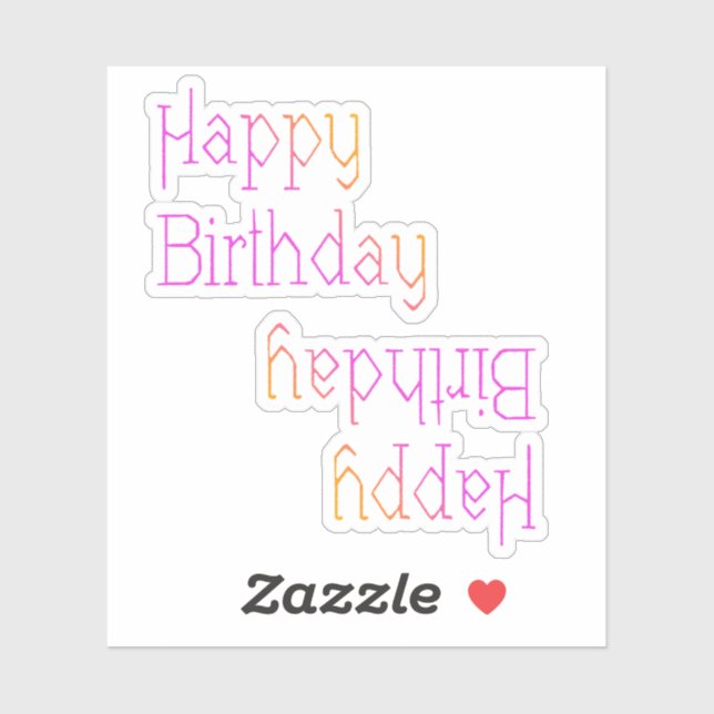 Sticker Joyeux Anniversaire Rose Clair Jaune (Feuille)